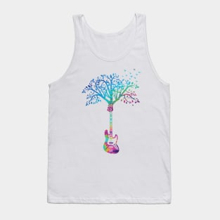 Bass Guitar Tree Abstract Texture Theme Tank Top